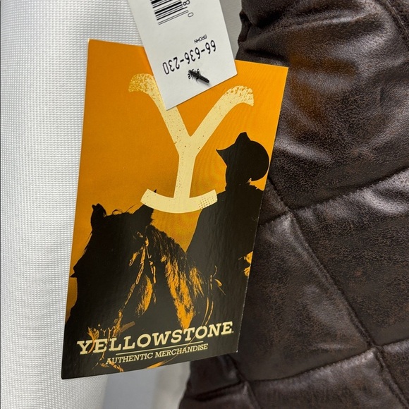 YellowStone quilted embroidered snap button up lined brown vest XL - Picture 8 of 11